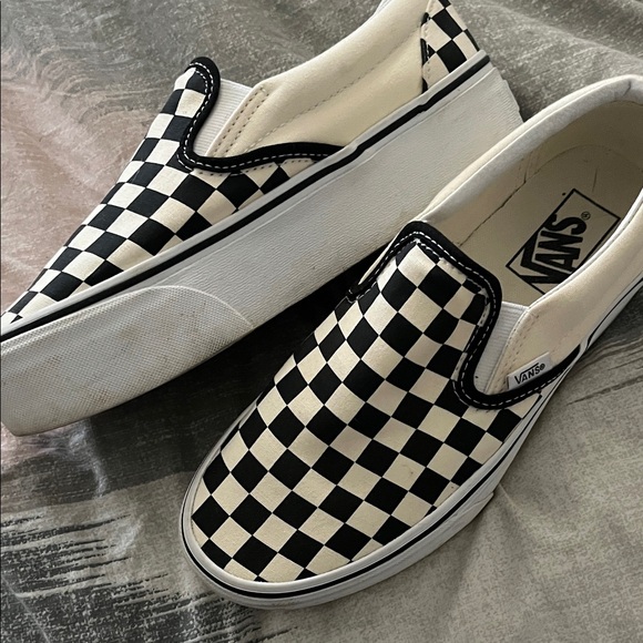 Vans Black and White Checkered Platform Slip-Ons - Picture 2 of 5